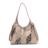 Sac à bandoulière pour femme, style streetwear, imprimé serpent patchwork, fermeture éclair, grande capacité, sac fourre-tout pour trajets quotidiens