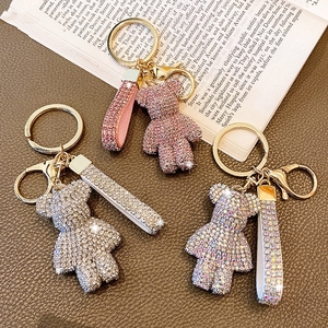 Hot Bán Chất Lượng Cao Pha Lê Rhinestone Gấu Bông Keychain Da Kim Loại Lấp Lánh Động Vật Gấu Móc Chìa Khóa Bling Bling Túi Quyến Rũ - Product Image 6