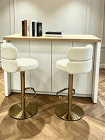 Chaise d'îlot de style nordique, inspirée de la France, tabouret de bar moderne de luxe, réglable en hauteur, pivotant, avec structure en acier inoxydable, pour la maison et l'hôtel