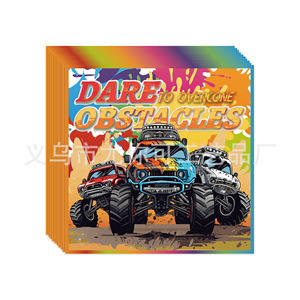 Articles de fête sur le thème des graffitis Monster Truck : nappes jetables, assiettes en papier, gobelets, serviettes, couverts, décorations d'anniversaire - Product Image 4