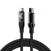 Kabel Data Pengisian Cepat Transparan Bercahaya 240W Tipe-C untuk Mobil