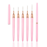 Vente en gros d'outils de stylo d'art d'ongle professionnel ensemble d'outils de manucure de sculpture de fil Ultra-fin tige en métal rose pour la peinture d'art d'ongle