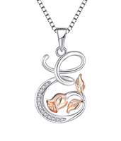 Rose Fleur Lettre Charme Pendentifs En Gros Personnalisé 925 En Argent Sterling Cadeau Haute Qualité Bijoux En Argent À La Mode Zircon Original