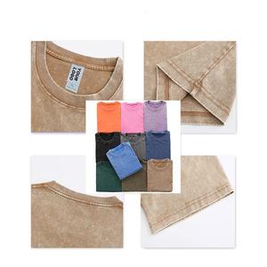 T-Shirt in cotone 100% da uomo di lusso in difficoltà Logo Vintage in bianco di alta qualità personalizzato sbiadito oversize con acido lavato <span class=keywords><strong>280</strong></span> <span class=keywords><strong>grammi</strong></span> - Product Image 2