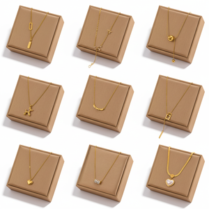 Collar de Cadena de Acero de Titanio con Colgante de Luna y <span class=keywords><strong>Perlas</strong></span> Vintage que no se desvanecen, Chapado en Oro de 18k, para Mujer, a la Moda - Product Image 1