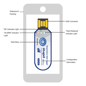 Korte levertijd ULogs5 Temperatuurdatalogger voor eenmalig gebruik, waterdicht IP67 voor logistiek - Product Image 4
