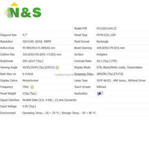 4.7" 320*240 Original LCD <b>Module</b> For Industrial <b>Control</b> Medical Automotive Equipment SP12Q01L6ALZZ - Product Image 3