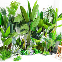 Décoration végétale personnalisée, feuilles de bananier artificielles tropicales, plante artificielle, arbre de 120 à 220 cm, pot en plastique noir léger
