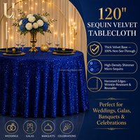 Nappe ronde en velours à paillettes Uvenue de 120 pouces, bleu royal, pour mariage, banquet, gala, événement, fête, décoration