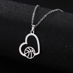 Collares de Baloncesto con Colgante de Jugador de Baloncesto en Forma de Corazón, Acero Inoxidable 316L, Hipoalergénico, Antideslustre, Joyería Deportiva para Fanáticos, Hombres y Mujeres - Product Image 2