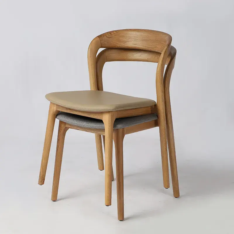 Desain baru ruang penutup gaya Nordik Modern kayu ek putih kursi makan