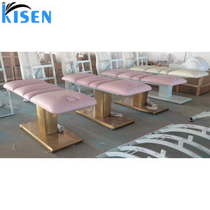 Kisen lujo salón pestañas silla cama negro oro facila mesa de masaje belleza blanco eléctrico facial cama blanca 3 motores para la venta - Product Image 4