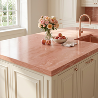 Grande dalle de quartz rose 15-30 mm |   CE ISO Zéro Silice |   Plan de travail moderne pour salle de bain et aménagement de table intérieure