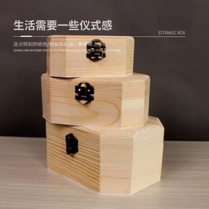 Caja de joyería hexagonal de madera maciza, organizador de almacenamiento para joyas, embalaje para regalo - Product Image 1