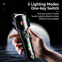 Lampe torche tactique LED LCD intelligente à lumière latérale RVB, rechargeable Type-C, en alliage d'aluminium, tête Lotus, anti-roulement, IP44