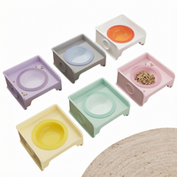 Bol pour animaux de compagnie en céramique solide, portable, imperméable, arrondi, mignon, pour chien et chat, avec protection du cou pour les animaux