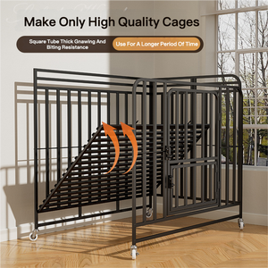 Kandang anjing besi padat gaya sederhana dapat dilipat pembawa dengan tombol penutup dikemas dalam kotak untuk hewan peliharaan - Product Image 4