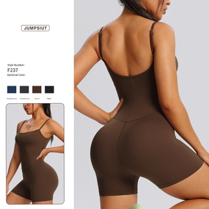 Individuelles Logo Damen Hochelastische Yoga-Trikots mit dünnen Trägern Fitness-Sportbekleidung Trainingskleidung Einteiliger Shapewear Yoga-Anzug - Product Image 2