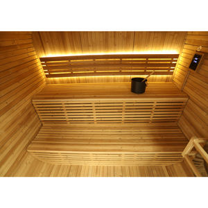 Sauna extérieur en bois massif de pruche carbonisé pour 3-4 personnes avec verre résistant aux hautes températures et miroir, chauffage 6 kW - Product Image 4
