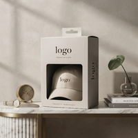 Caja de Embalaje de Papel Minimalista Personalizada, Caja Rígida Profunda con Ventana y Asa para Colgar, para Gorras y Sombreros Premium