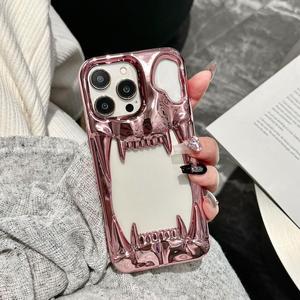 Mạ Điện New Hollow <span class=keywords><strong>Tiger</strong></span> Răng 3D Trường Hợp Đối Với <span class=keywords><strong>iPhone</strong></span> 17 Pro Phong Cách Hollow Bạc Điện Thoại Bìa Đối Với <span class=keywords><strong>iPhone</strong></span> 17 16 15 14 13 12 - Product Image 5