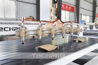 Machine de gravure multi-têtes à refroidissement par eau, broche 4 axes, routeur CNC 6 têtes avec dispositif rotatif