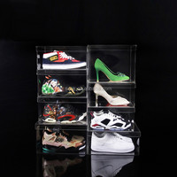 Boîte de présentation de chaussures en acrylique transparente personnalisée, empilable, étanche, pour collection de baskets, boîte à chaussures en acrylique