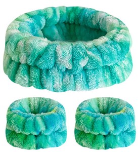 عصابات رأس ناعمة للنساء والفتيات بتصميم التاي داي، منشفة مخملية مرنة للوجه والشعر، إكسسوارات للمكياج، عصابات رأس ناعمة من الصوف المرجاني - Product Image 6