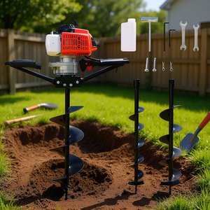 Tarière thermique 63cc 2 temps 2,7 CV avec forets L4, L6, L8 pour creuser et percer le sol et le terrain - Product Image 2