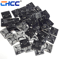 Attaches-câbles muraux en nylon 66 de 30 mm x 30 mm, noirs, certifiés CE ROHS, forte capacité de support, avec adhésif 3M, marque HCSL