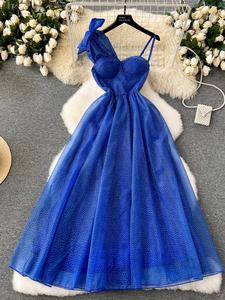 エレガントな宴会ドレス女性用ハイエンドライト高級セクシーロングフロア丈ダイヤモンドボウイブニングドレス - Product Image 6