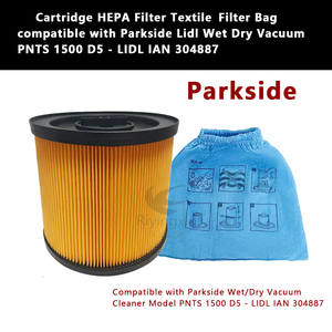 Filtre HEPA à cartouche haute efficacité pour textiles 	   Sac filtrant pour aspirateurs eau et poussière Parksides <span class=keywords><strong>Lidl</strong></span> PNTS 1500 D5 - <span class=keywords><strong>LIDL</strong></span> IAN 304887 - Product Image 3