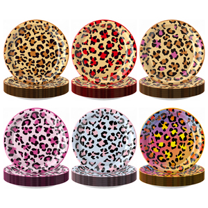 Modern Leopard Print Eco-friendly Disposable Paper Party Tableware Set Valentine's Day Ramadan Diwali Halloween Back-to-School - Product Image 1