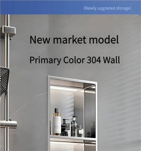 Estante <span class=keywords><strong>de</strong></span> almacenamiento para baño con puerta <span class=keywords><strong>de</strong></span> vidrio moderna, nicho <span class=keywords><strong>de</strong></span> <span class=keywords><strong>pared</strong></span> <span class=keywords><strong>de</strong></span> acero inoxidable montado en la esquina, Partición <span class=keywords><strong>de</strong></span> Metal integrada para inodoro - Product Image 6