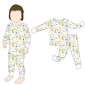 Conjunto de Pijama Infantil de Conejo de Dibujos Animados Vibrante, Sin Aranceles, Fabricación Personalizada OEM de Qingli, Conjunto de Dos Piezas de Manga Larga y Pantalones Suaves para Niñas - Product Image 5