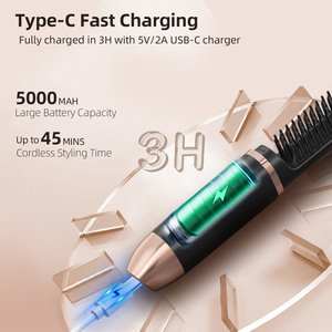 2-in-1 Cordless <strong>Mini</strong> Beard Flat Iron High Capacity 5000mAh LED Display <strong>Hair</strong> <strong>Straightener</strong> Comb for Beard <strong>Hair</strong> <strong>Straightener</strong> - Product Image 4