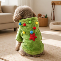 Costume de Noël pour animaux de compagnie, manteau en polaire pour chien, veste à capuche pour chat, tenue chaude pour chiot et chaton, vêtements de fête