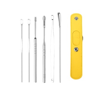 Stainless Steel <b>Ear</b> <b>Pick</b> 6-Piece Set With Leather Case Portable <b>Ear</b> Cleaner Tools For Daily Use - Product Image 5