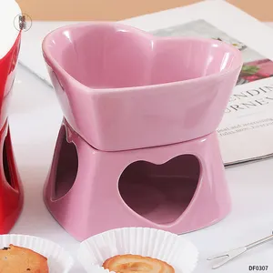 OEM/ODM Fabrik großhandel custom mini kerze wärmer keramik fondue-set herz form schokolade fondue-set