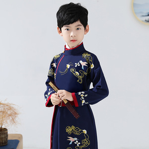 ชุดฮั่นฝูเด็กผู้ชาย ขายส่งราคาถูก เสื้อผ้าเด็กแบบจีนดั้งเดิม สไตล์เรียบง่าย สีเขียว สำหรับเด็กผู้ชาย - Product Image 5