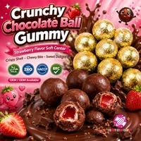 Bonbons gélifiés en gros sous marque privée, fraises enrobées de chocolat, dessert pour enfants, saveur fruitée, boules de gomme molles