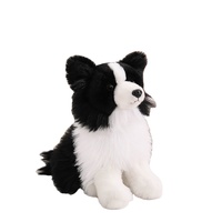 Peluche réaliste Border Collie en gros d'usine, jouet chien noir et blanc moelleux, plusieurs tailles, décoration intérieure, cadeau de vacances