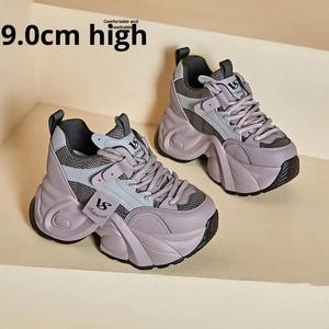 Zapatillas de Plataforma con Alzas Invisibles de 9cm, Ligeras y Duraderas, con Parte Superior de PU Artificial, para Mujer, Primavera-Verano - Product Image 2