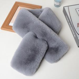 Bufanda de Piel de Conejo de Doble Cara para Mujer, Otoño-Invierno, Color Sólido, Gruesa y Cálida, Calentador de Cuello de Felpa, Venta al por Mayor - Product Image 3