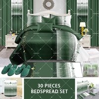 Ensemble de literie matelassé 30 pièces motif rose avec rideaux et drap-housse en coton pour chambre à coucher – Vente en gros