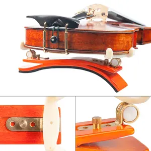 Épaulière pour violon pour taille 4/4-1/8 avec pieds pliables réglables en hauteur coussin en mousse confortable érable/alliage de titane - Product Image 4