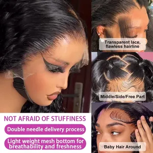 2025 <strong>New</strong> XZY Wholesale <strong>Brazilian</strong> 13x4 13x6 HD Lace Front Raw Human Hair Wigs Glueless Natural Virgin Cuticle Aligned Hair Wig - Product Image 4