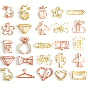 23 Clips de Papier Créatifs en Métal Doré en Forme Spéciale (Animaux/Fleurs) pour Étudiants – Offre Spéciale Papeterie de Bureau - Product Image 1