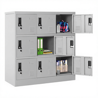 Casier de rangement en plastique verrouillable Greenvelly à 9 portes avec fente pour carte, portes à charnières pour bureau, salle de sport, école, maison et garage