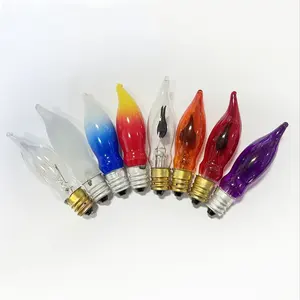 Ampoule bougie scintillante E12, 1 Watt, 120V, cristal clair/coloré, pointe de flamme, candélabre, ampoules de remplacement C18 pour lampe à bougie